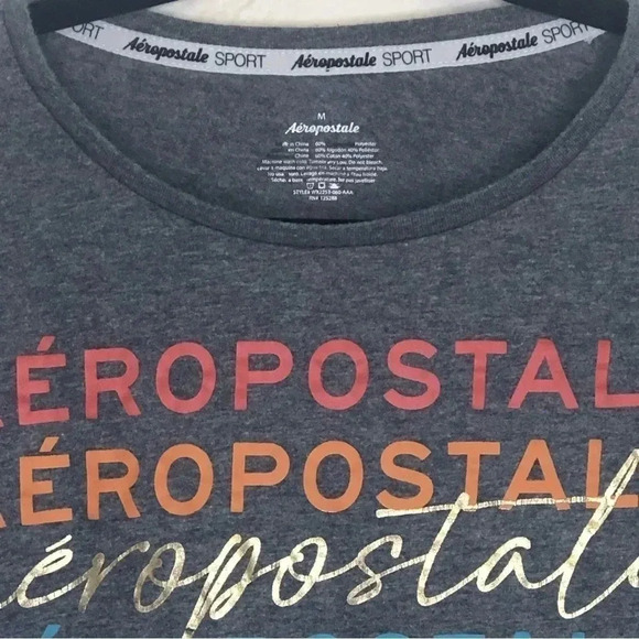 Aeropostale Sport Gold Foil Graphic Tee- Short Sleeve- Size Medium - Picture 4 of 6